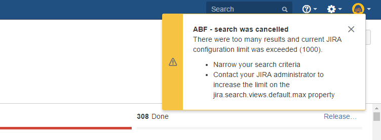 Agile board Filter - search was cancelled